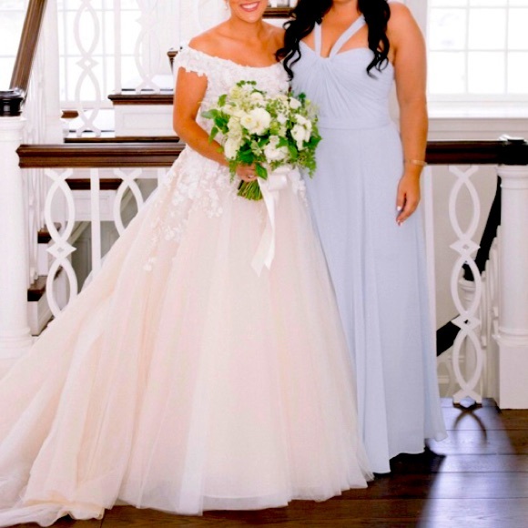 Amsale Icy Blue Bridesmaid Dress - Picture 1 of 8